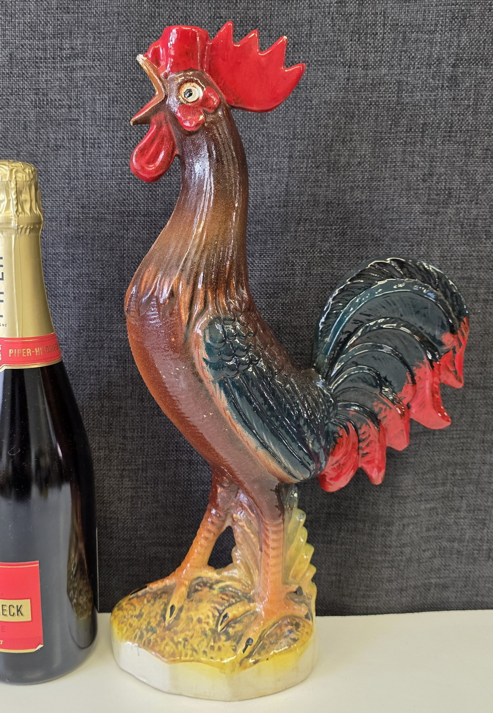 An Italian Majolica "Rooster" Bottle